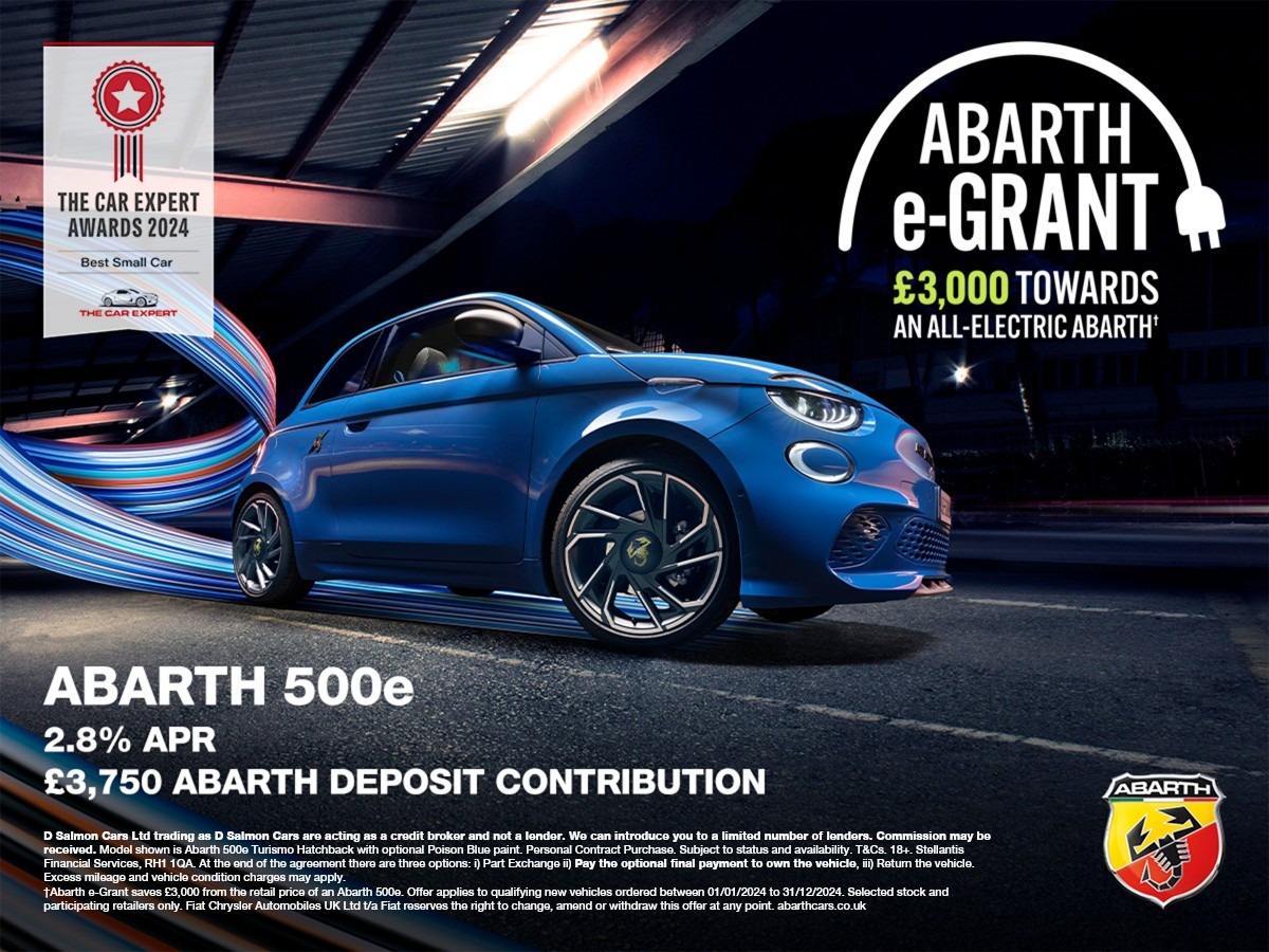 Save £5,550 off a new Abarth 500E, 2.9% APR