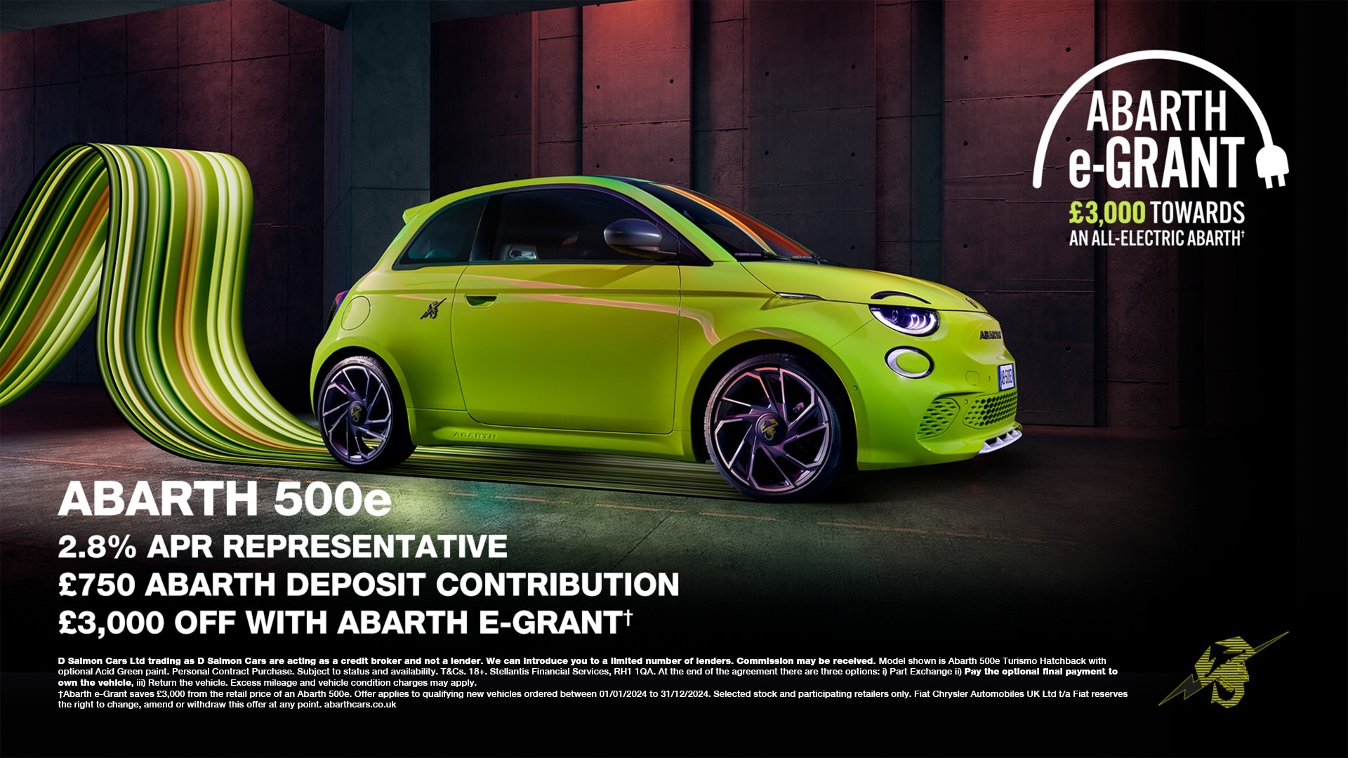 Save £5,850 off a new Abarth 500E, 1.7% APR Representative